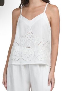 Misa Los Angeles Marcela White Eyelet Cotton Cami Tank